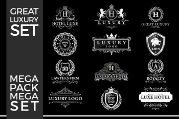 Fototapeta premium Great Luxury Set, Royal and Elegant Logo Template Vector Design Eps 10