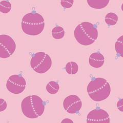 Seamless pattern with christmas tree ball in hand drawn style.
