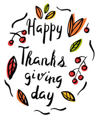 Obraz premium Thanksgiving day card in hand drawn style