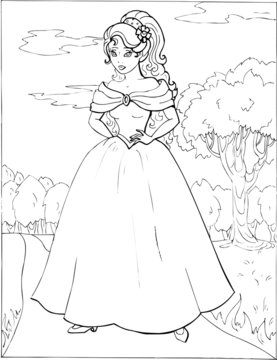 Coloring book for children. Beautiful little princess 16