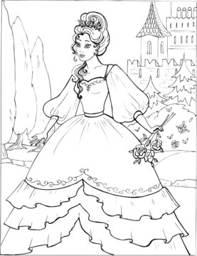 Coloring book for children. Beautiful little princess 19