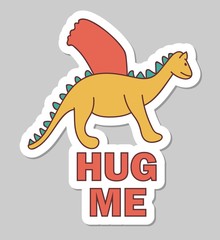 Sticker Hug me with Dragon in cartoon style