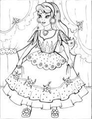 Coloring book for children. Beautiful little princess 37