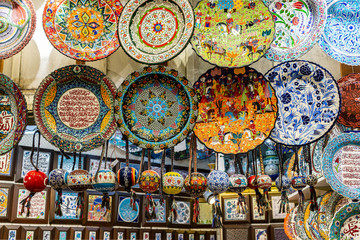 Pottery in the grand bazaar of Istanbul, Turkey