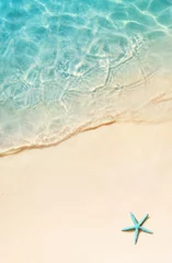 Fototapeten Starfish on the summer beach. Summer background. Tropical sand beach © Belight