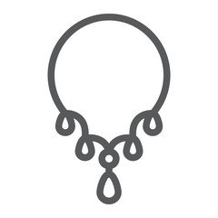 Obraz premium Elegant necklace line icon, jewelry and accessory, glamour necklace sign, vector graphics, a linear pattern on a white background.