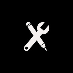 Obraz premium wrench and pencil vector icon. flat wrench and pencil design. wrench and pencil illustration for graphic