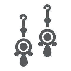 Pair of earrings glyph icon, jewellery and accessory, rounded earrings sign, vector graphics, a solid pattern on a white background.