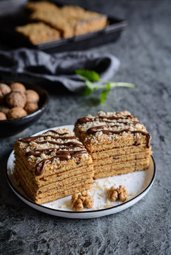 Slices of traditional Marlenka cake