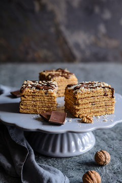 Slices of traditional Marlenka cake