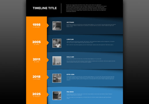 Timeline Infographic Layout with Stacked Info Boxes