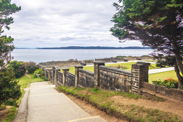 Fototapeta premium Battery of San Antonio Fort Ruins - Ancud, Chiloe Island, Chile