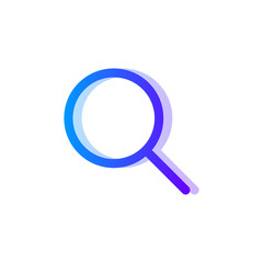 Search blue purple gradient icon, magnifying glass symbol