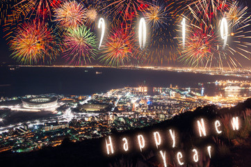 NightView from Signal Hill road over Capetown and Table mountain, Western Cape, RSA, South Africa, Africa