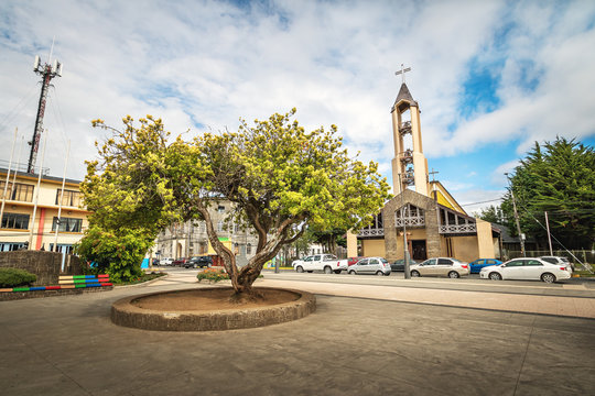 Ancud Cathedral at Plaza de Armas Square - Ancud, Chiloe Island, Chile