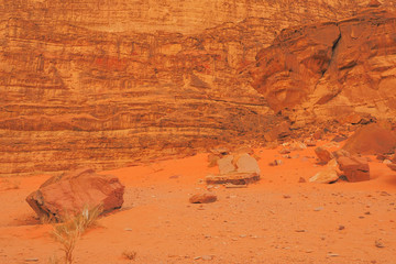 Wadi Rum, Jordan. Rocks and sand dunes. Middle East