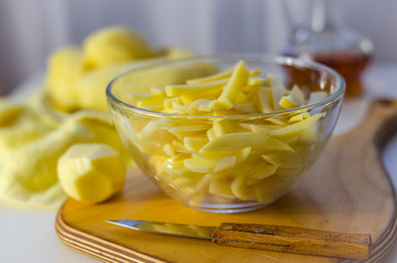peeled and sliced raw potatoes