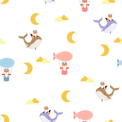 cute foxes seamless pattern