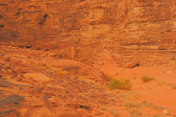 Wadi Rum, Jordan. Rocks and sand dunes. Middle East