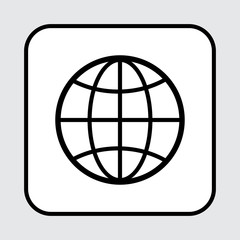 Web icon. Globe symbol, outline design. Vector illustration