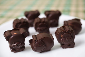 chocolate candies in the form of baby animals. Home made