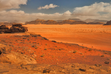 Wadi Rum, Jordan. Rocks and sand dunes. Middle East