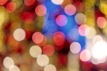 Abstract blurred bokeh colorful lights circle with copy space in the night day for pattern and background.