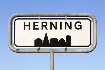 Herning city road sign in Denmark  © Ricochet64