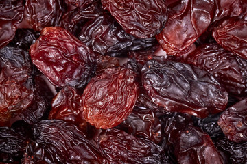 Close up picture of raisins, selective focus.