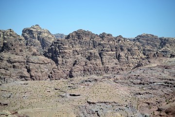 Fototapeta na wymiar Petra, Jordan - ancient Nabatean city in red natural rock and with local bedouins, UNESCO world heritage