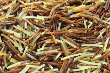 Typical pasta roasted noodles ready to be cooked in a fideuà (or fidegua), a typical Catalan and Valencian seafood dish