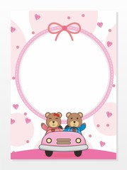 Cute blank card template with teddy bear vector 