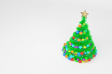 Artificial Christmas tree 3d color illustration