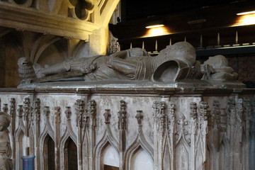 Medieval Gothic tombs of Lady Margaret Mortimer and Lord Maurice Berkeley in the Elder Lady Chapel in the Bristol Cathedral, United Kingdom