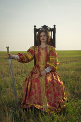 Fototapeta premium Queen in vintage dress