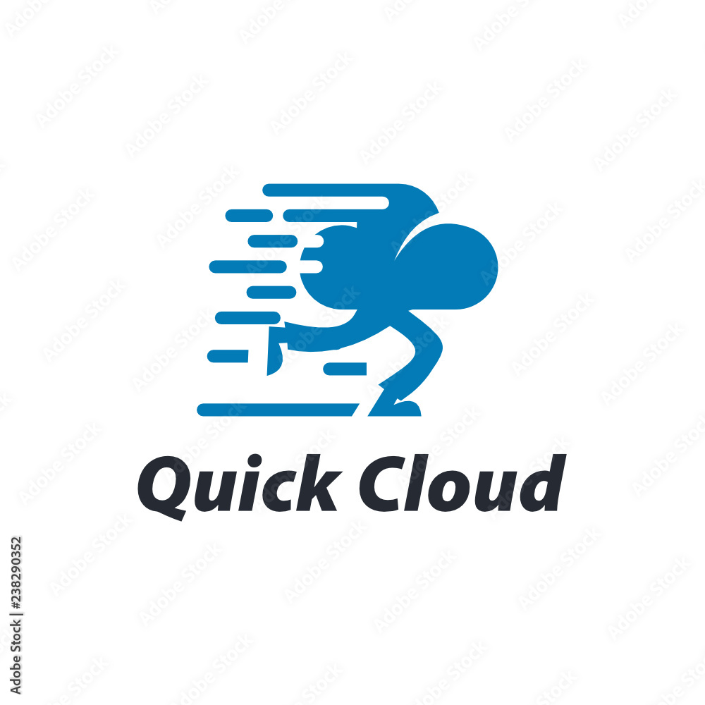 Aufkleber Quick Cloud logo template design with a running Cloud. Vector illustration.