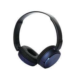 Stylish modern headphones with earmuffs on white background