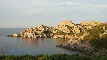 Fototapeta na wymiar Sardinien, Sonnenuntergang, Spiaggia Rena Bianca, 10.06.2016