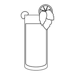 cocktail with lemon and cherry in black and white