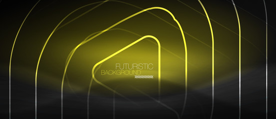 Dark black abstract background with neon colors and lines