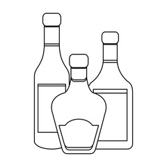 set of alcohol drink bottles in black and white