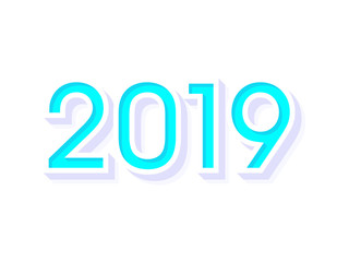 New year 2019. Greeting card design template with number 2019 text design. Vector illustration
