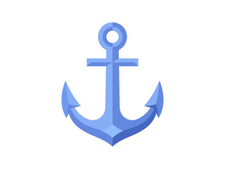 Nautical anchor icon isolated on white background. Flat design. Vector illustration