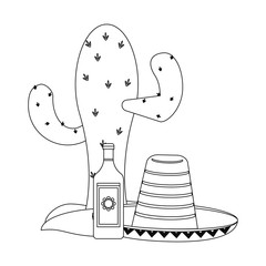 Tequila mexican drink in black and white