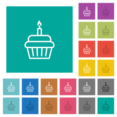 Birthday cupcake square flat multi colored icons