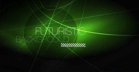 Digital technology abstract background - neon geometric design. Abstract glowing lines. Colorful techno background. Futuristic shape.