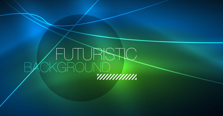 Neon glowing magic background, neon banner, night sky wallpaper. Magic light effect. Christmas abstract pattern.