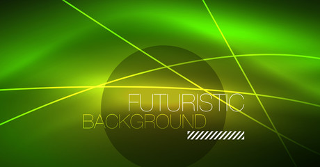 Neon glowing magic background, neon banner, night sky wallpaper. Magic light effect. Christmas abstract pattern.