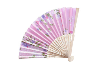 Paperfan,Chinese blow,Japanese fans,Wood blower, Ancient paper isolated on white background, clipping path.