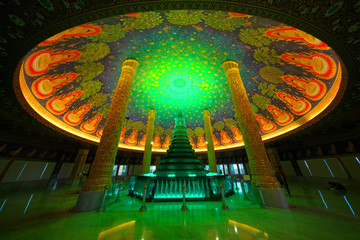 Bangkok,Thailand-December 8, 2018: Roof of the Phrarathchamongkhon Stupa in Wat Paknam Phasicharoen